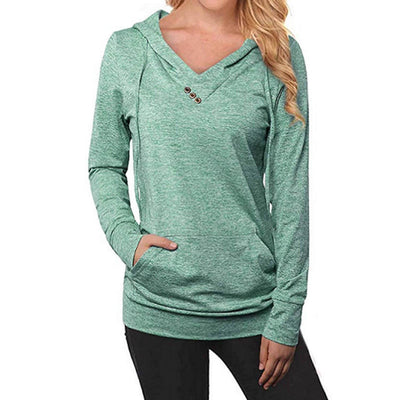 Women's Hoodie Sweatshirt Plain Lace Up Front Pocket / Green / XL