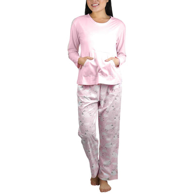Women's Matching Pajama Set with Kangaroo Pocket Top and Flannel Pants / XL