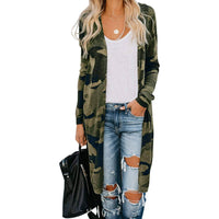 Women's Open Front Printed Cardigans Sweaters Thin Coats Jackets Outerwear / Camo / Small