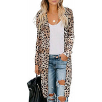Women's Open Front Printed Cardigans Sweaters Thin Coats Jackets Outerwear / Leopard / Small