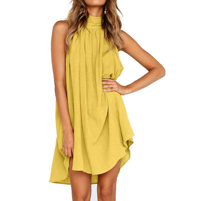 Women's Turtleneck T-Shirt Dress / Yellow / Medium
