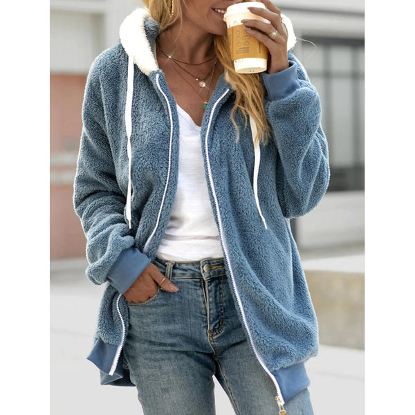 Women's Inner and Outer Sherpa Hoodie Sweatshirt Jacket