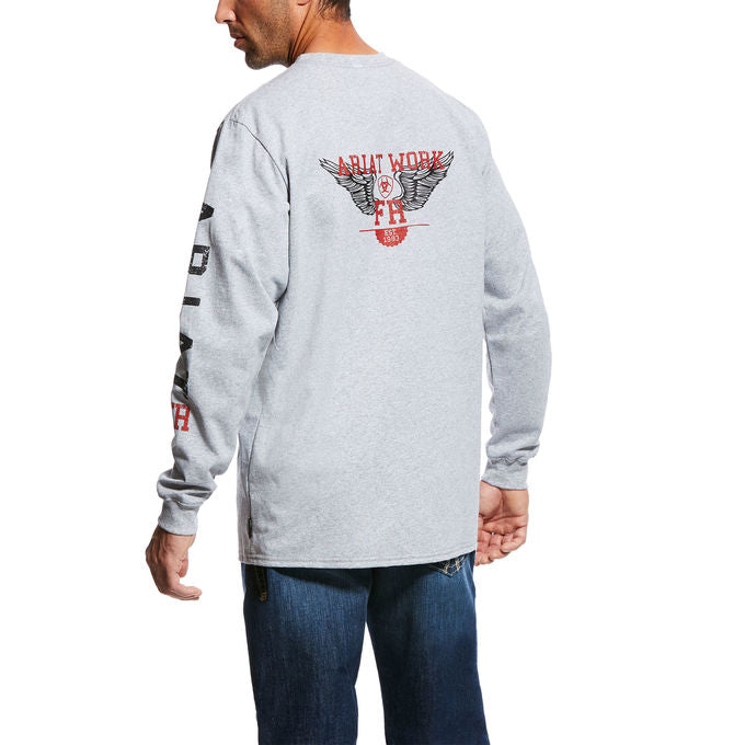 BRAND NEW! Men's Ariat FR fire retardant Grey Ascend Logo Henley Shirt 10026432 SIZES: SMALL, LARGE, 3XL