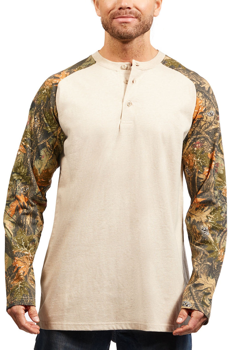 ***New + Improved Rasco FR Lightweight Baseball-style Two Tone Henley - In Multiple Colors