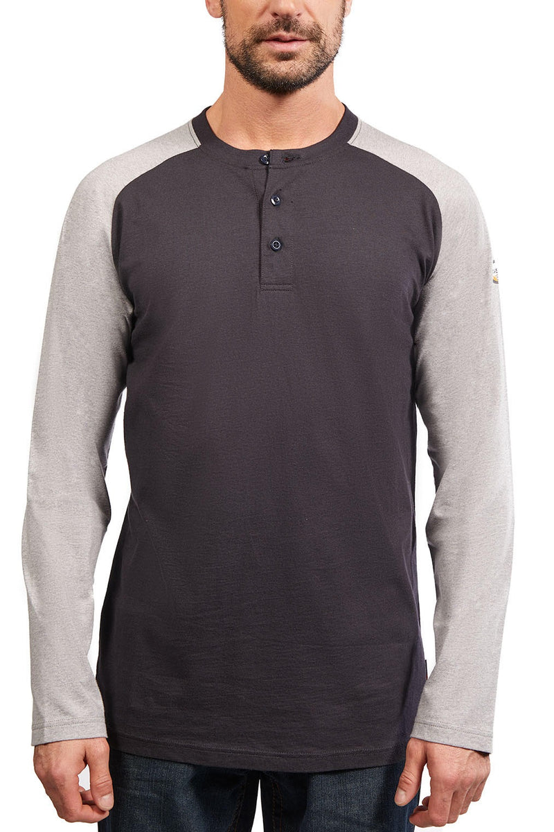 ***New + Improved Rasco FR Lightweight Baseball-style Two Tone Henley - In Multiple Colors