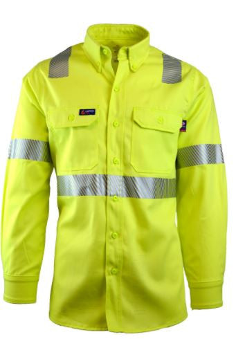 Lapco FR 7 oz HI-VIZ Class 2 Uniform Shirt-100% Cotton