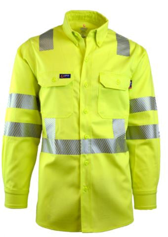 Lapco FR 7 oz Hi-Viz Class 3 Uniform Shirt-100% Cotton