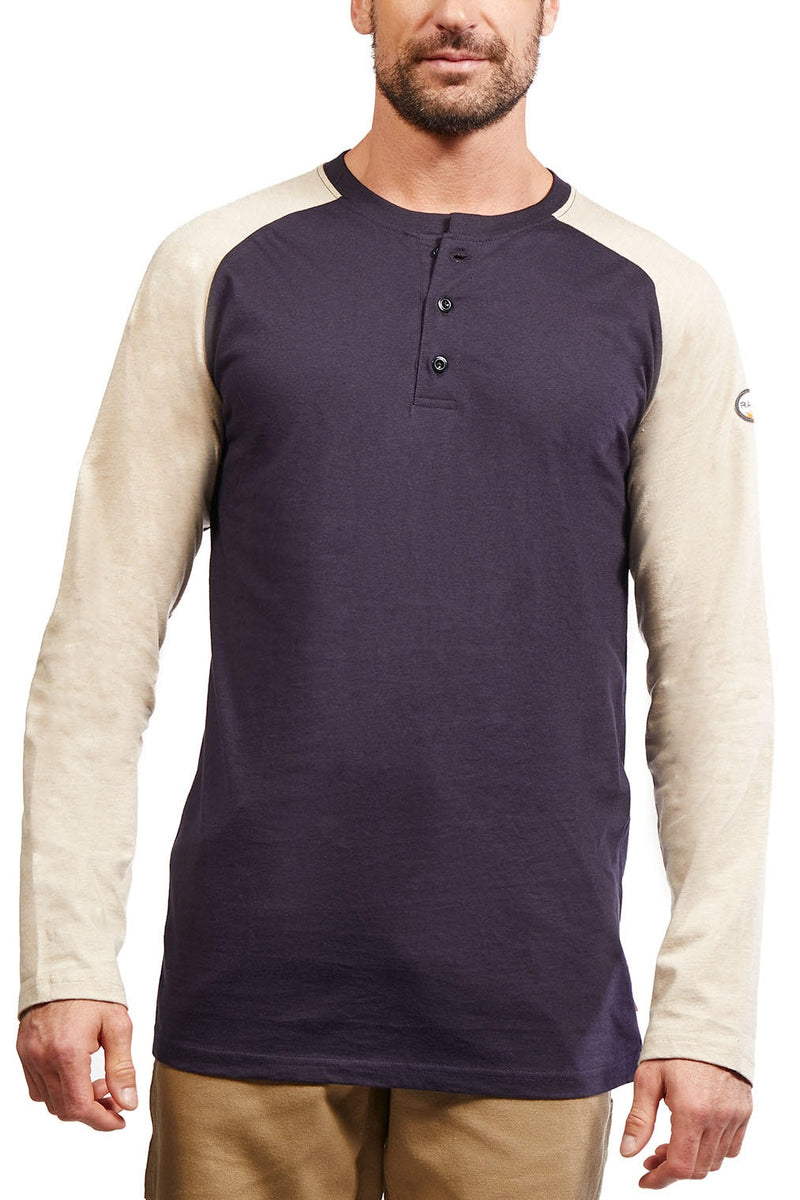 ***New + Improved Rasco FR Lightweight Baseball-style Two Tone Henley - In Multiple Colors
