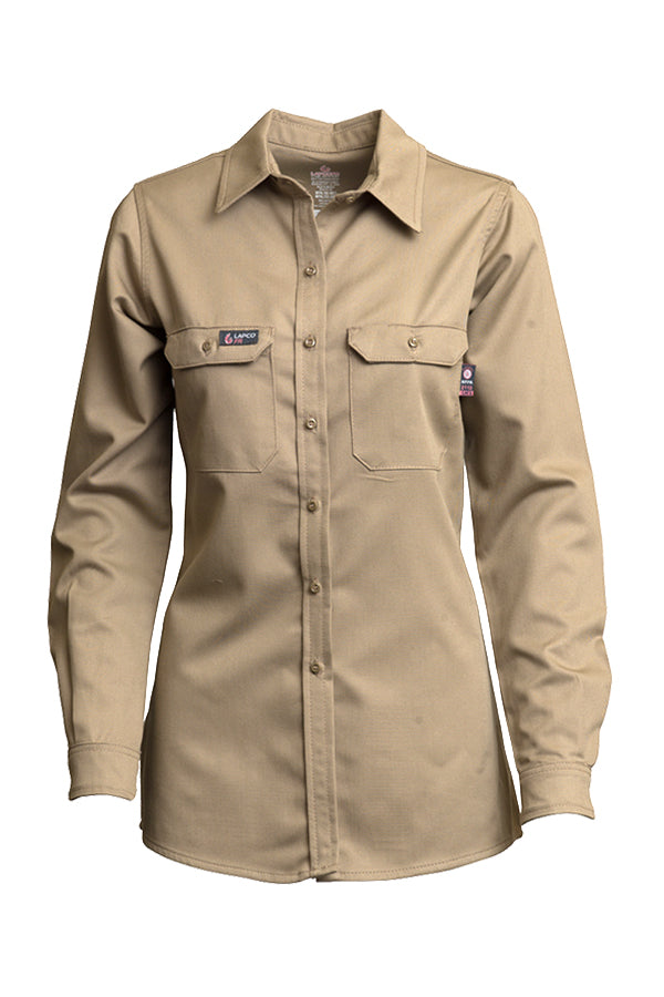 Lapco FR 7 oz Ladies Uniform Shirts-UltraSoft Blend in Gray, Khaki, and Navy