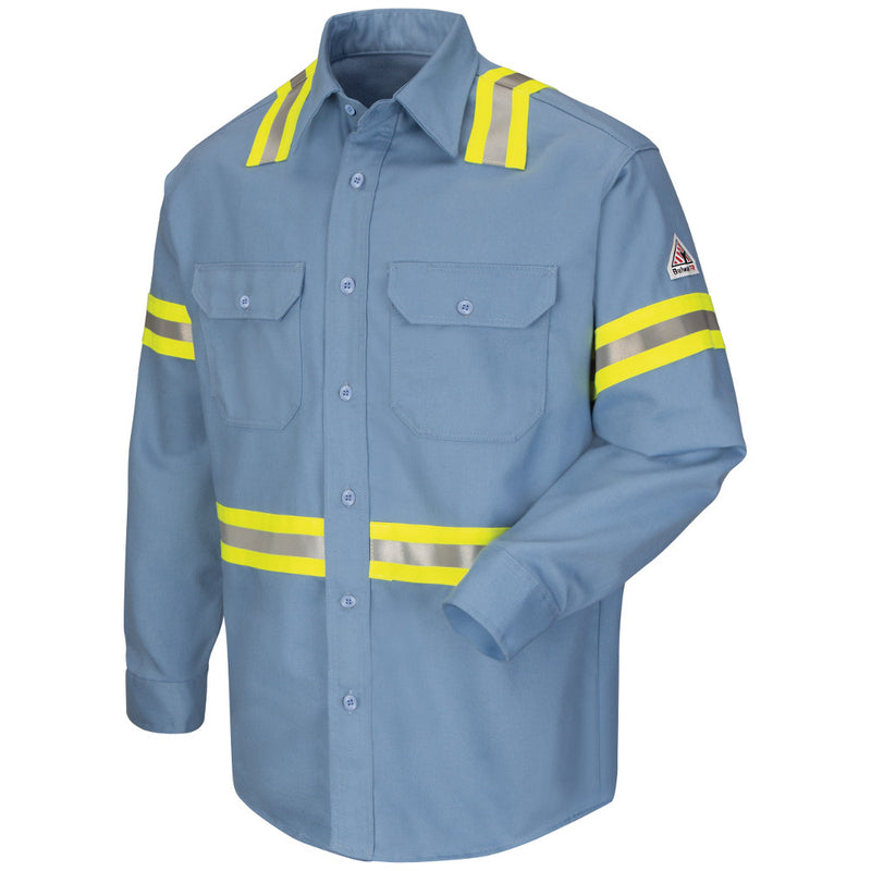 Men's Bulwark FR fire retardant Enhanced Visibility Uniform Shirt with Reflective Striping - EXCEL FR® ComforTouch® - 7 oz. - CAT 2 - SLDT