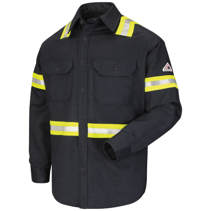 Men's Bulwark FR fire retardant Enhanced Visibility Uniform Shirt with Reflective Striping - EXCEL FR® ComforTouch® - 7 oz. - CAT 2 - SLDT