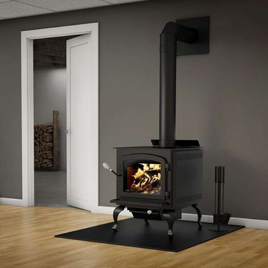 Legend III Wood Stove With Blower And Flame On The Gray Background