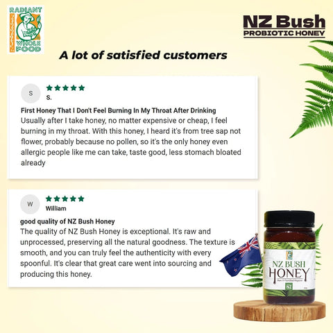 nz bush, honey, radiant, probiotics