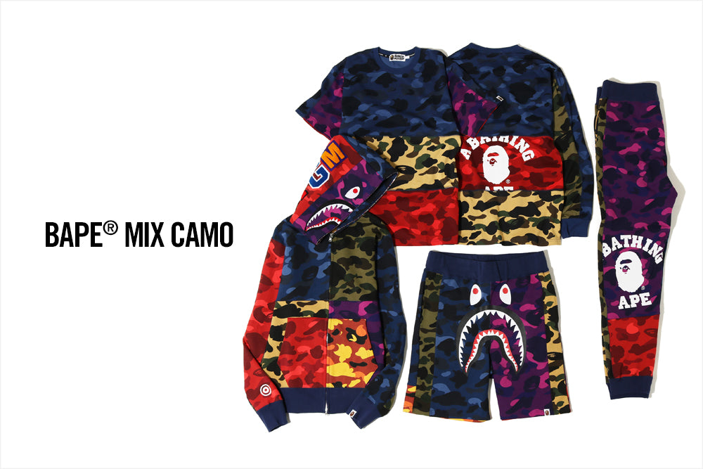 bape mix camo crazy shark full zip hoodie