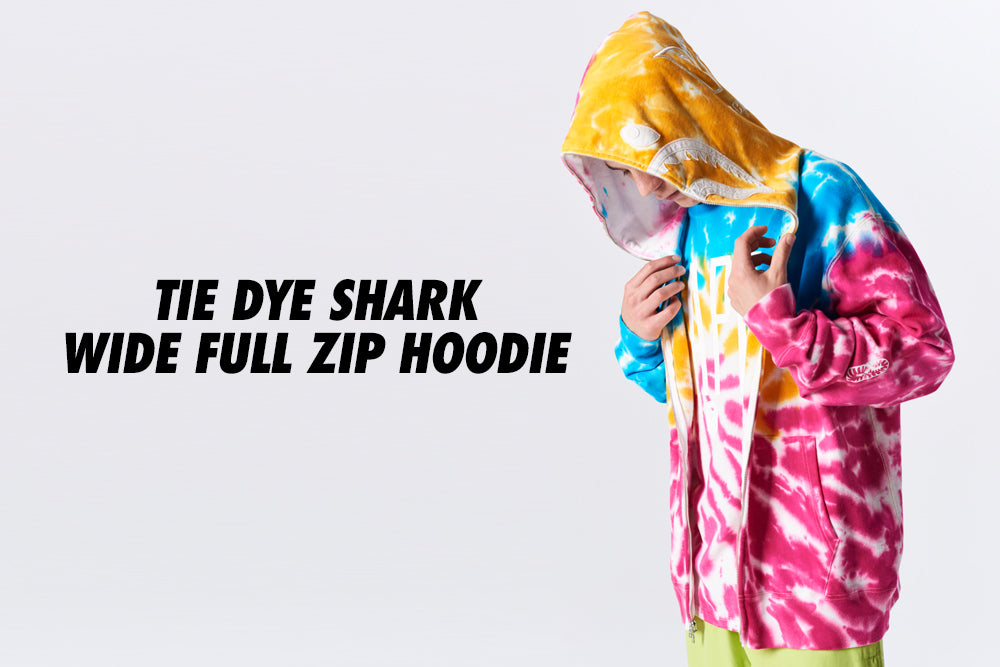 tie dye shark wide full zip hoodie