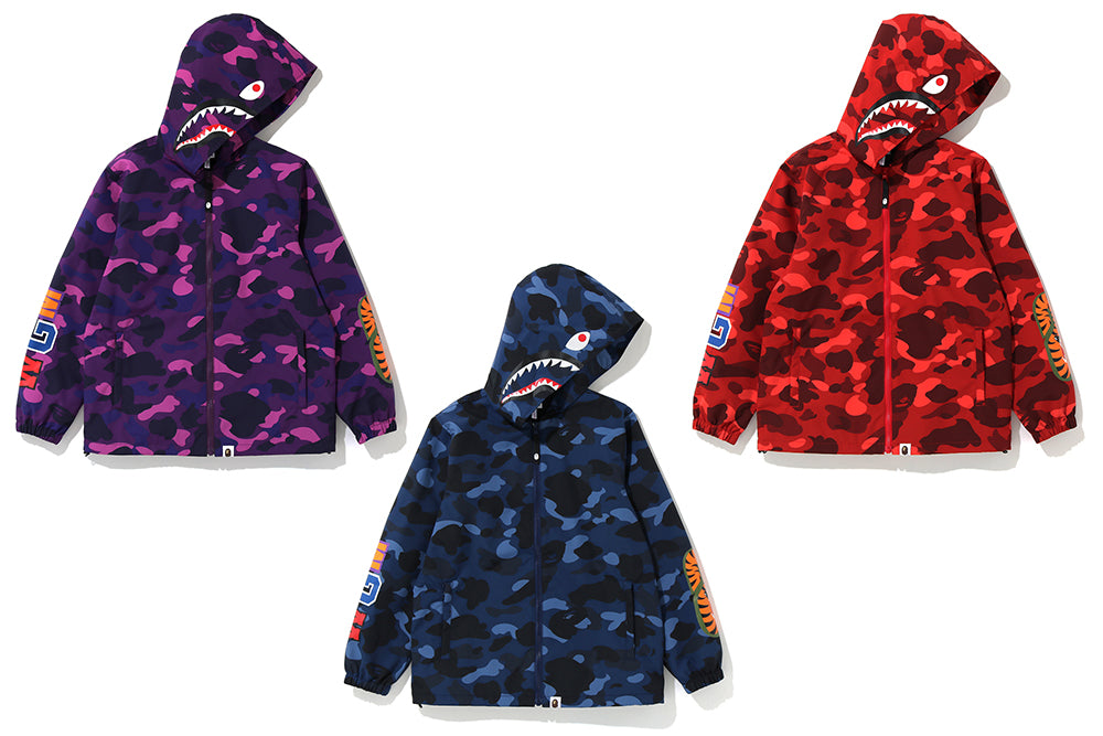 bape red camo shark hoodie