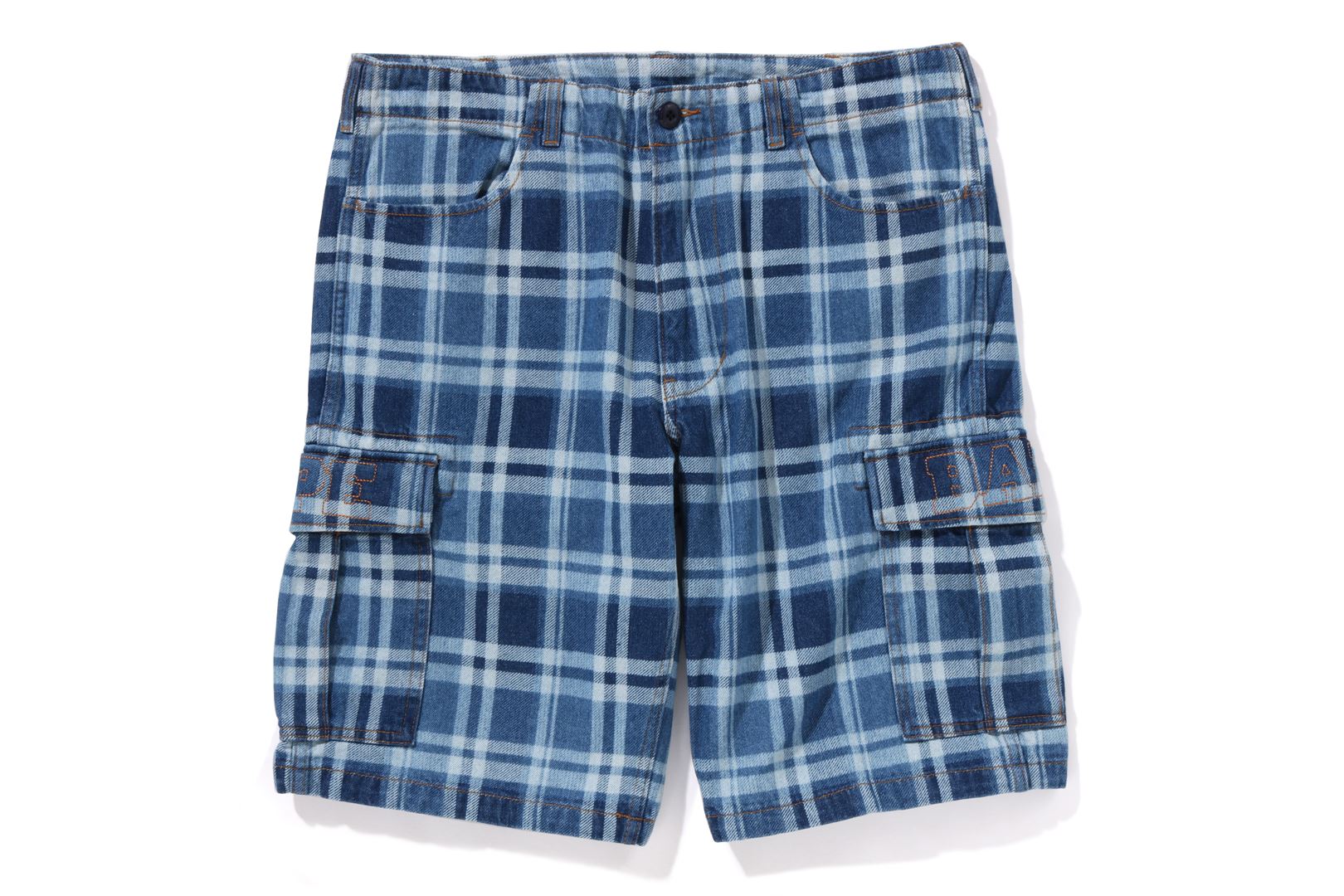 BAPE CHECK 6 POCKET DENIM SHORTS