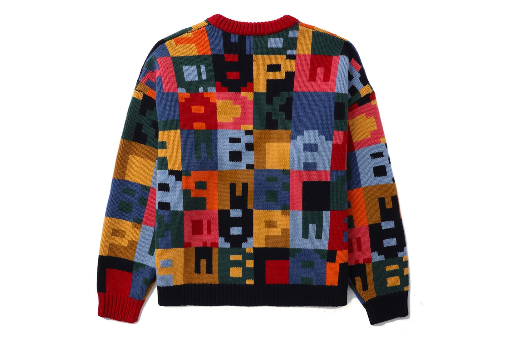 BAPE BLACK COLOR PATCHWORK JACQUARD KNIT SWEATER