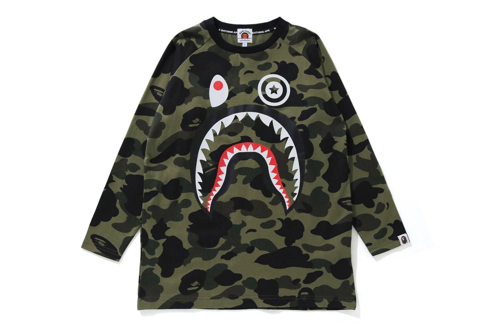 1ST CAMO SHARK 3/4 SLEEVE TEE