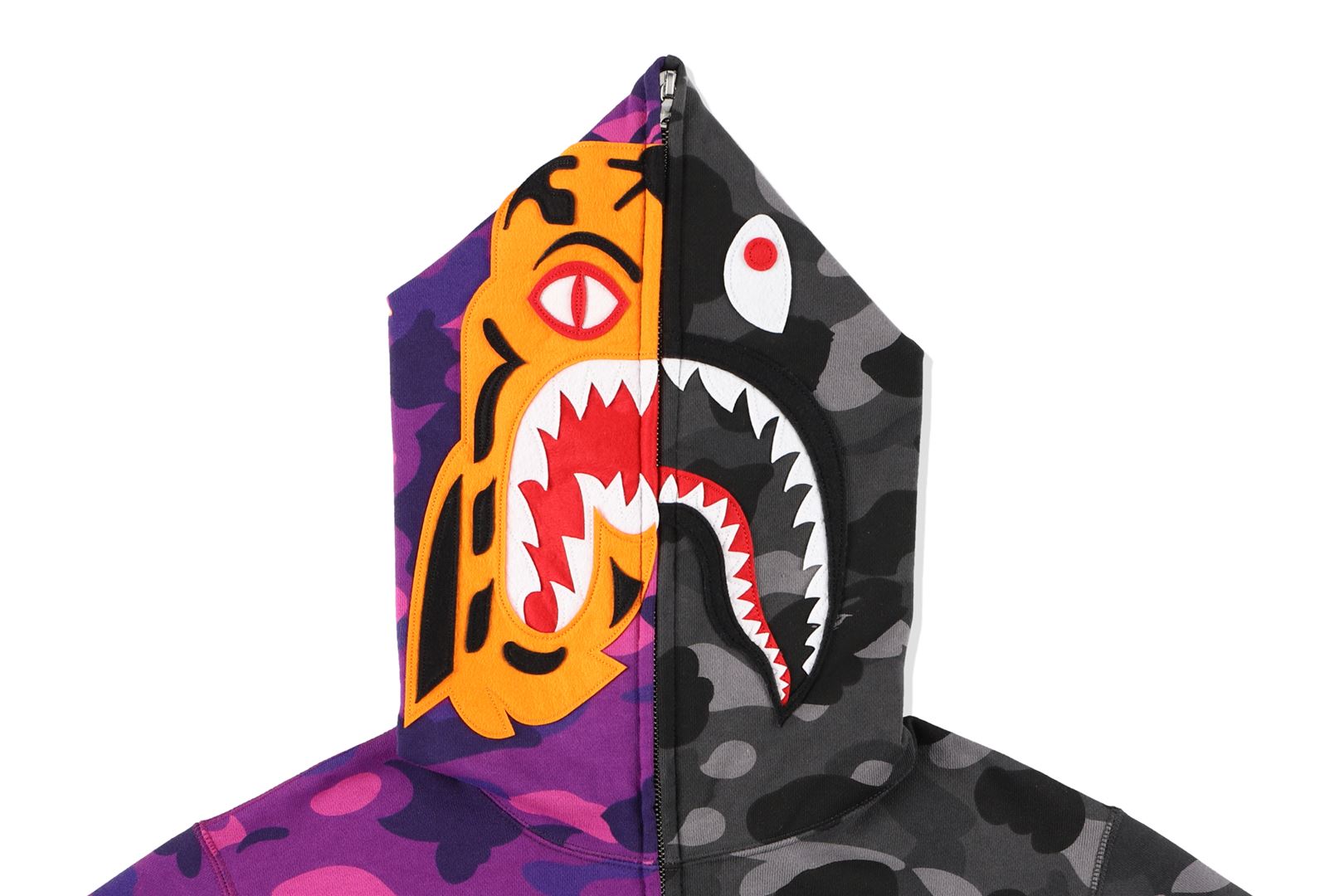 COLOR CAMO TIGER SHARK HALF FULL ZIP HOODIE