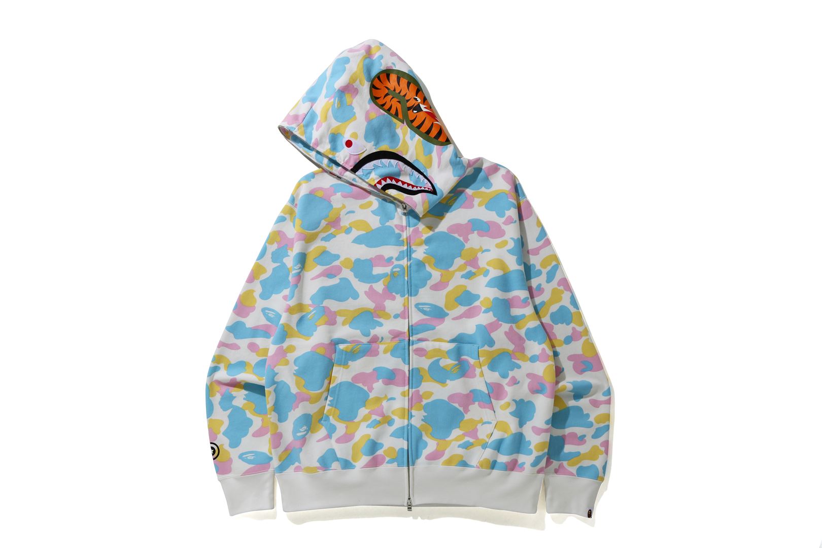 NEW MULTI CAMO SHARK RELAXED FIT FULL ZIP HOODIE