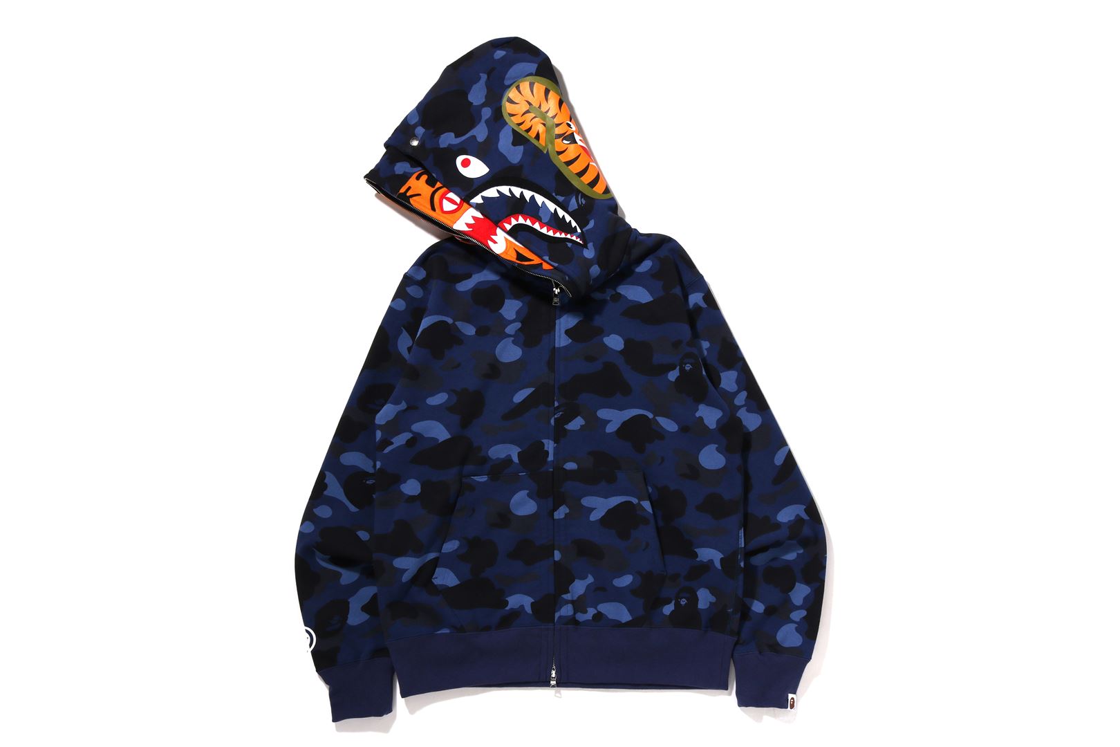 COLOR CAMO TIGER SHARK WIDE FULL ZIP DOUBLE HOODIE