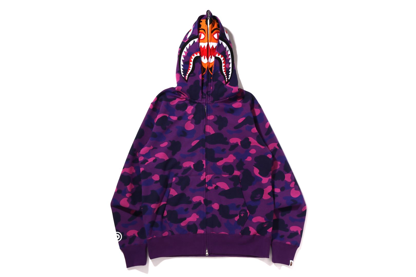 COLOR CAMO TIGER SHARK WIDE FULL ZIP DOUBLE HOODIE