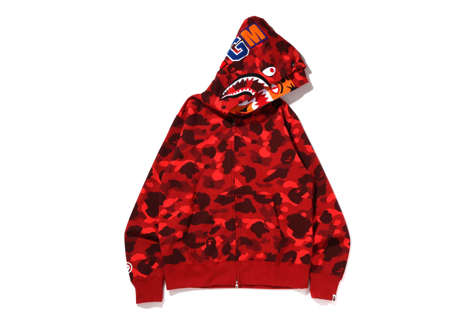 COLOR CAMO TIGER SHARK WIDE FULL ZIP DOUBLE HOODIE