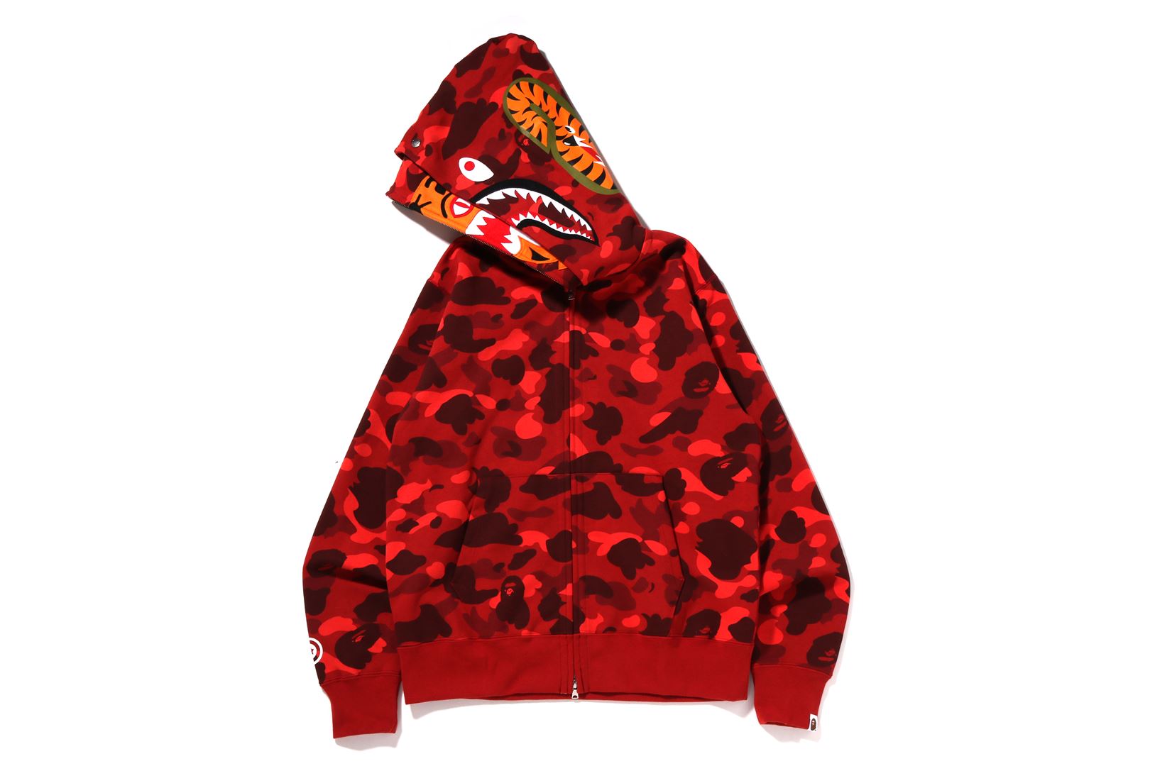 COLOR CAMO TIGER SHARK WIDE FULL ZIP DOUBLE HOODIE