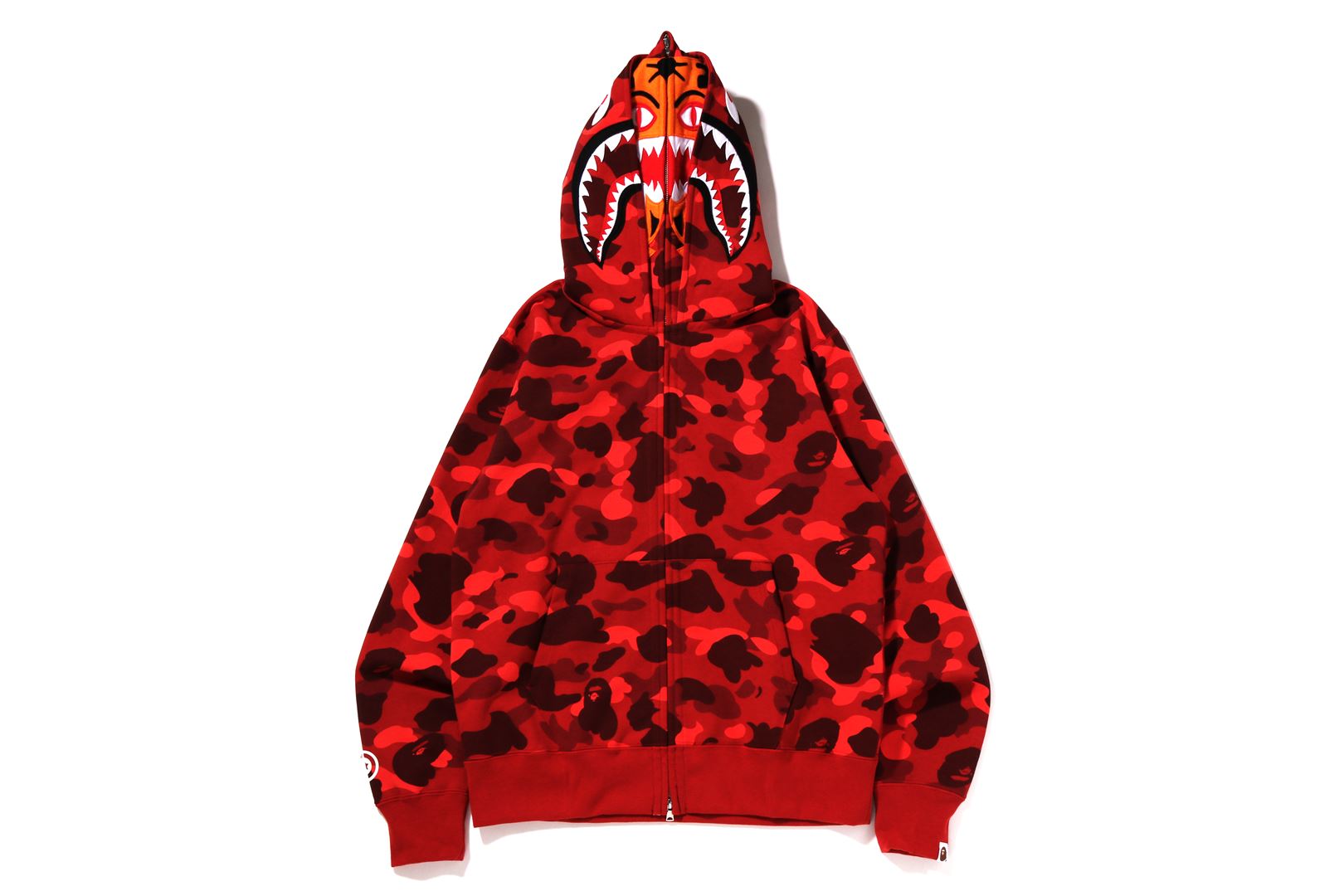 COLOR CAMO TIGER SHARK WIDE FULL ZIP DOUBLE HOODIE