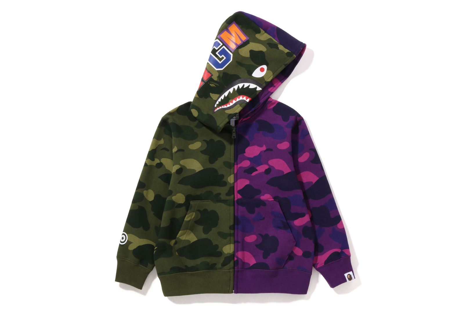 COLOR CAMO CRAZY SHARK ZIP HOODIE