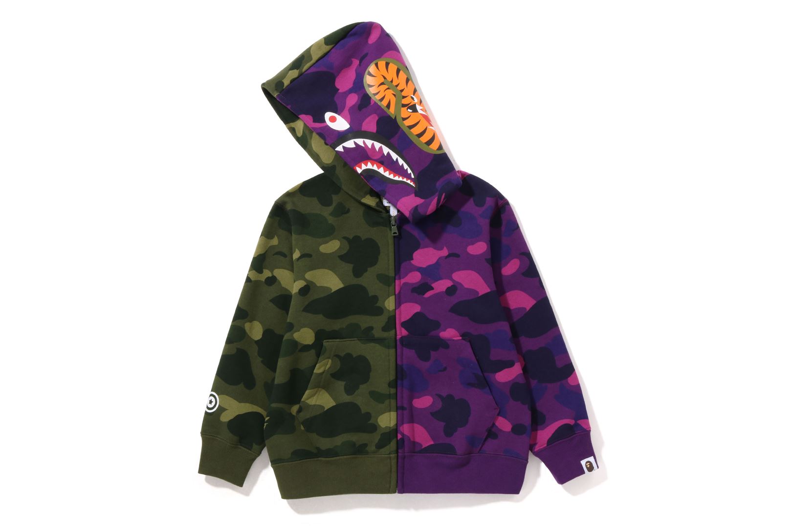 COLOR CAMO CRAZY SHARK ZIP HOODIE