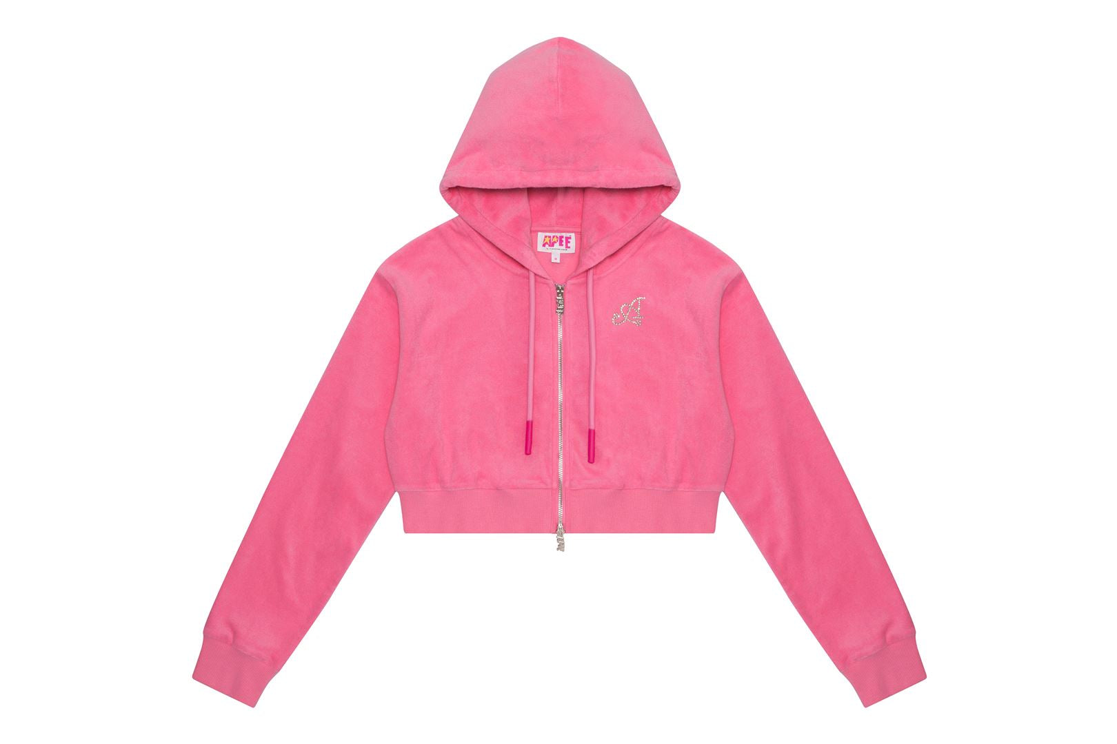 TOWELLING ZIP UP CROP HOODIE