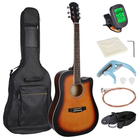 Acoustic Guitar Set for Beginner with Case Strap Capo Tuner String