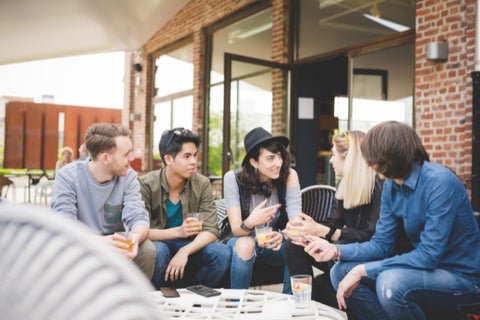 group of young people talking