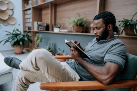 man reading a book