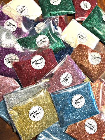 Biodegradable glitter in ten different sparkly colours. Made from plant cellulose, our glitter is completely biodegradable and vegan