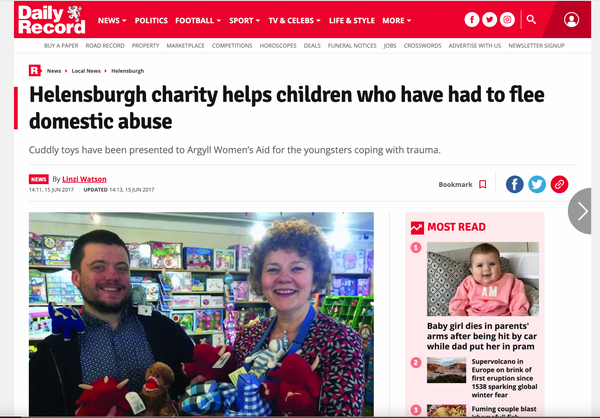 Grasshopper Toy Shop Helps Argyll Women's Aid Charity