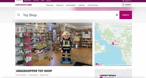 Grasshopper Toy Shop On VisitScotland.com website