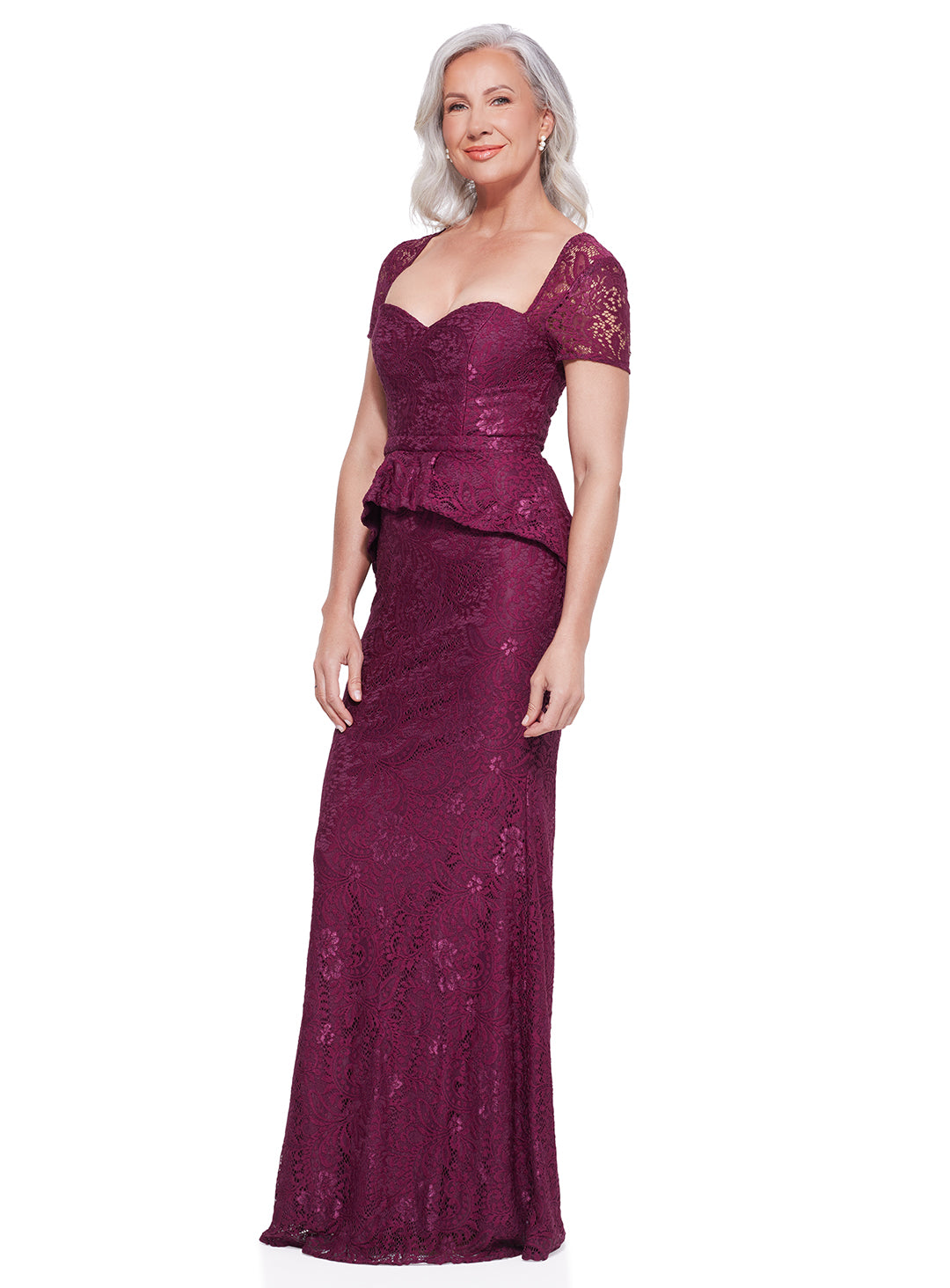 Wine Naomi Cap Sleeve Gown