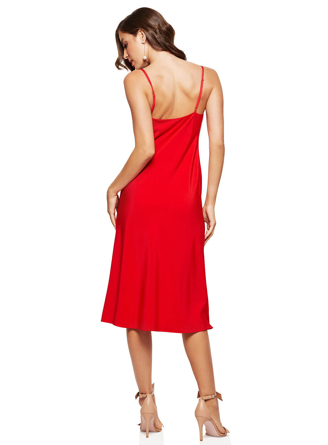 Sasha Satin Cowl Midi - Poppy Red - size 8