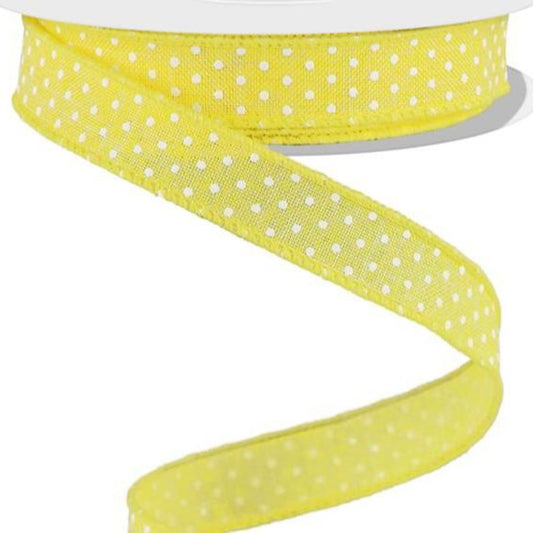 Wired Ribbon * Swiss Dot * Black and Sun Yellow Canvas * 5/8 x 10 Yar –  Personal Lee Yours