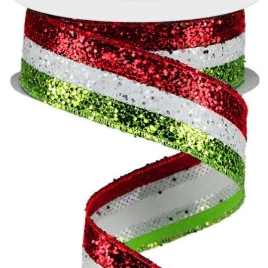 Patriotic Wired Ribbon * 3 in 1 * Large Glitter Red, White and Royal B –  Personal Lee Yours