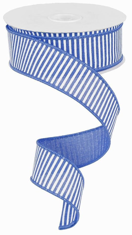 7/8 Horizontal Thin Stripes Ribbon: Pale Blue & White (10 Yards)  [RG7780D6] 