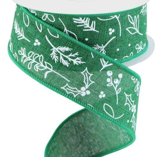 Wired Ribbon * Shimmer Glitter * Emerald Green * 1.5 x 10 Yards Canvas *  RGC159606