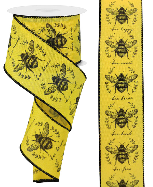 2.5 Honey Bee Ribbon: Cream (10 Yards)