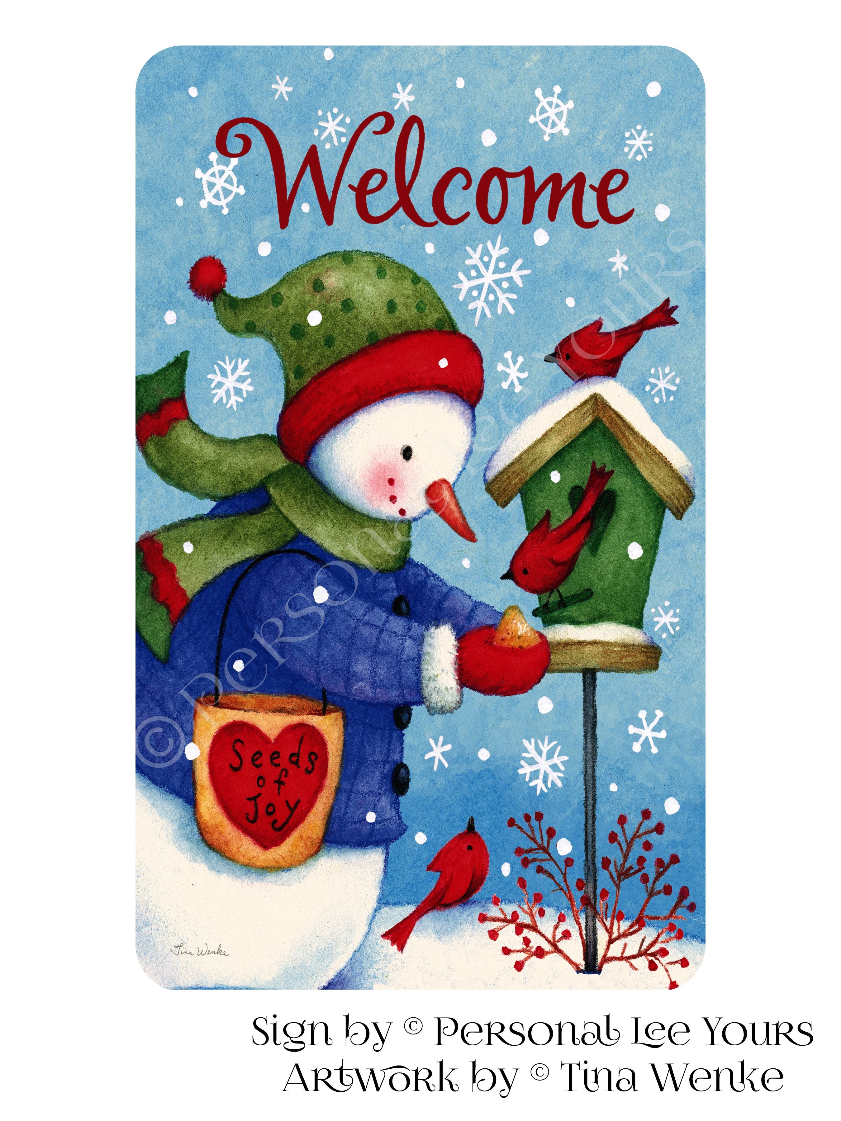 Tina Wenke Exclusive Sign * Seeds of Joy Snowman * Vertical * 3 Sizes # ...