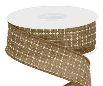 Tan Ribbon, Burlap Ribbon, Wired Ribbon, 1 1/2 Wired Ribbon, 10 Yard Roll,  Burlap Ribbon