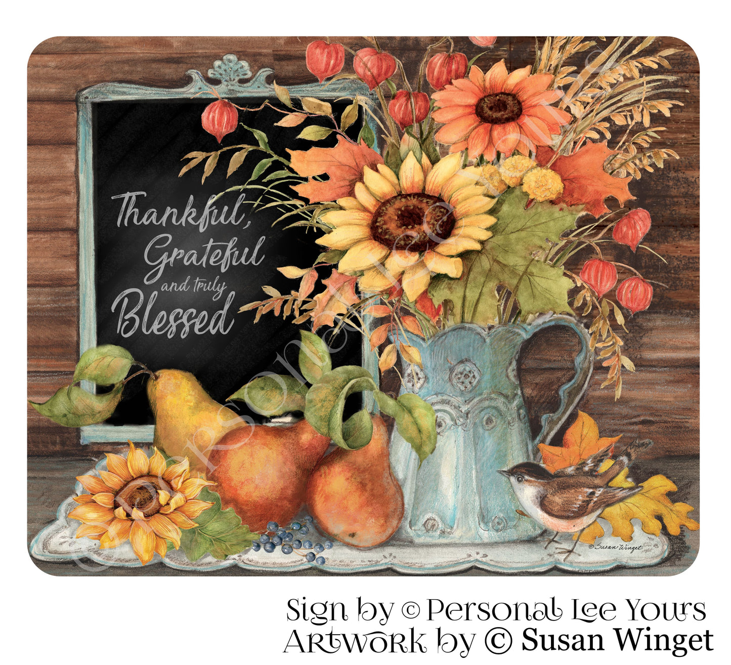 Susan Winget Exclusive Sign * Thankful, Grateful, Blessed Fall * 2 Siz ...