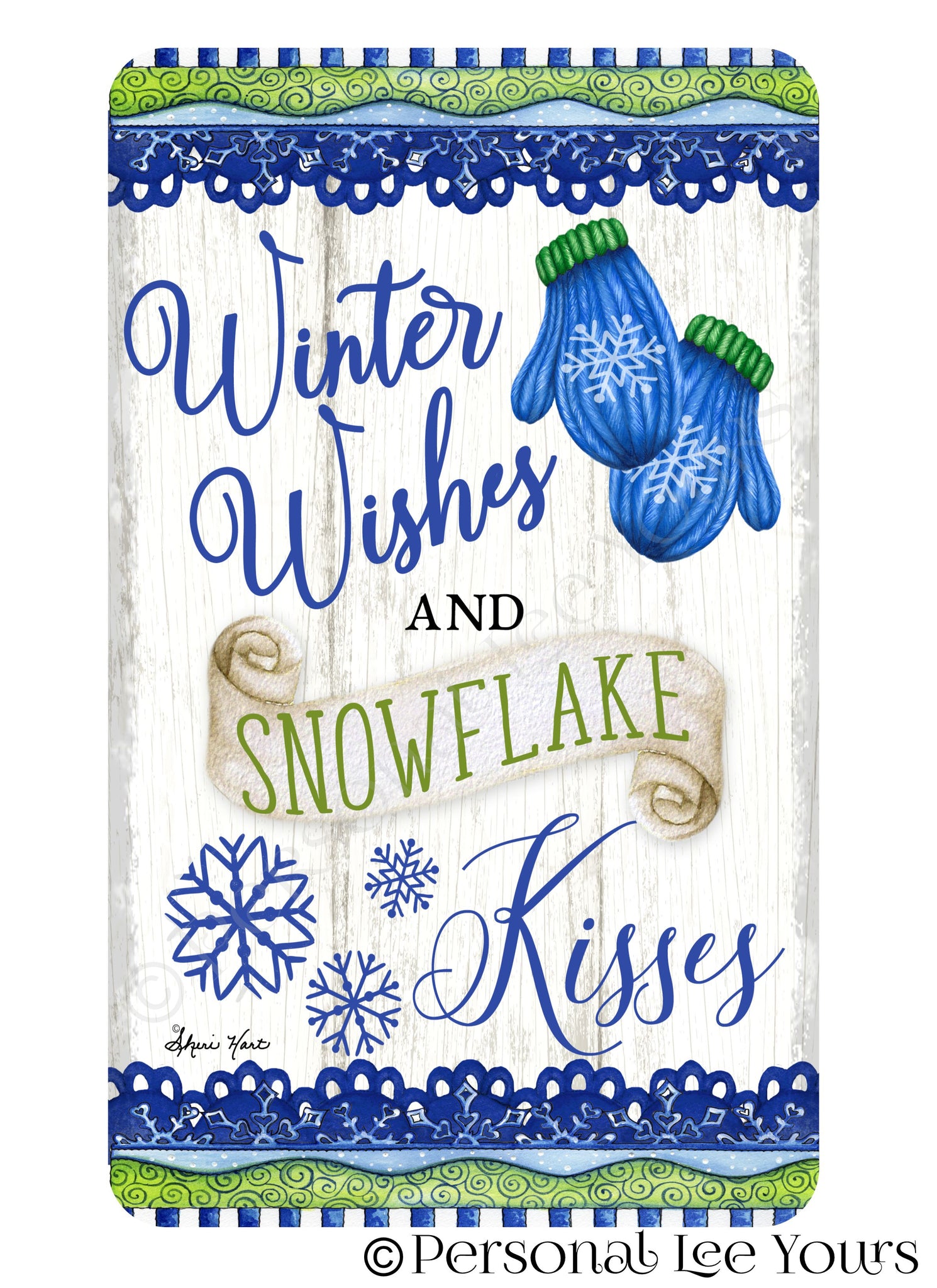 Wreath Sign Winter Wishes And Snowflake Kisses 3 Sizes Lightweig Personal Lee Yours 